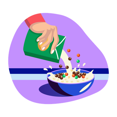 Chef hand Pouring milk in bowl  Illustration