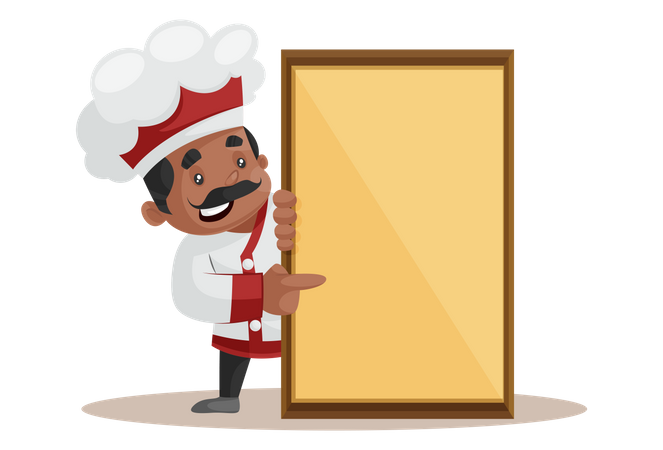 Chef holding Empty Board  Illustration