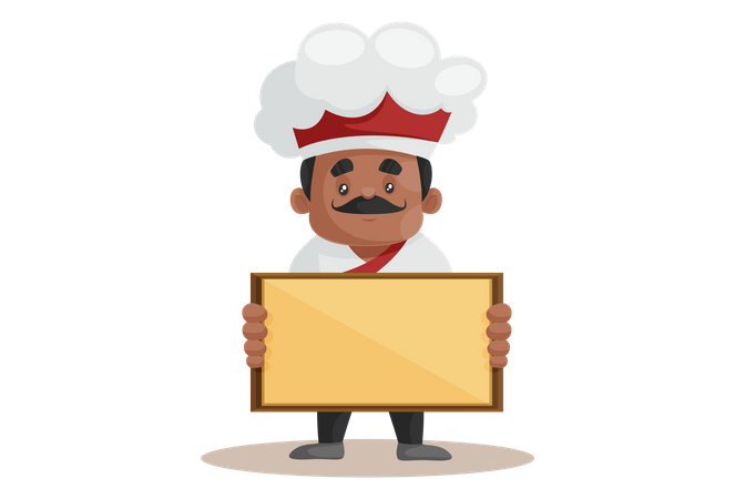 Chef holding Empty Board  Illustration
