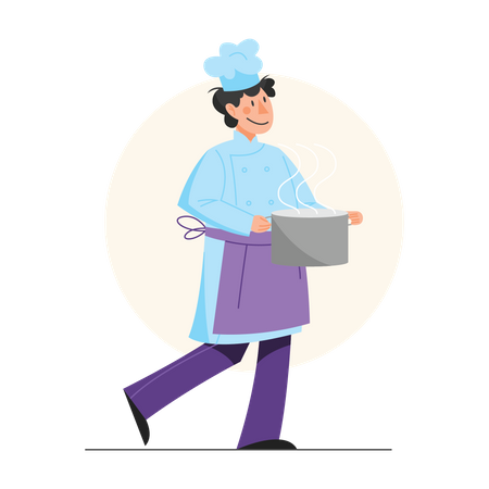 Chef holding food vessel  Illustration