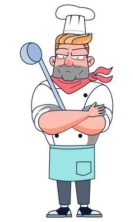 Chef holding kitchen tools Illustration