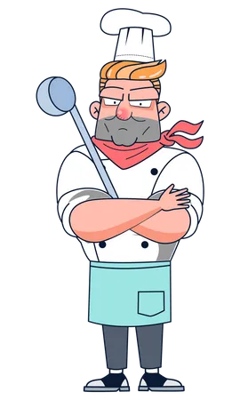 Chef holding kitchen tools  Illustration