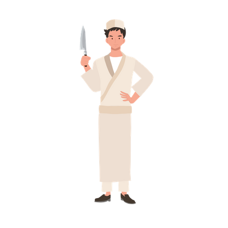 Chef holding knife  Illustration