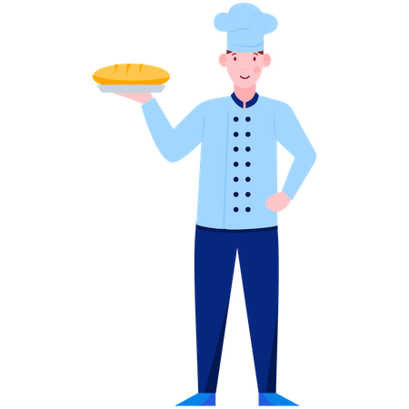 Chef Holding Loaf  Illustration