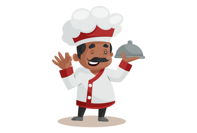 Chef holding New recipe  Illustration