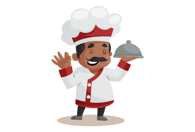 Chef sosteniendo nueva receta  Ilustración