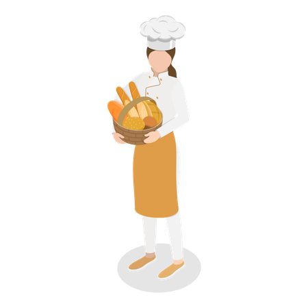 Chef holding vegetable basket  Illustration