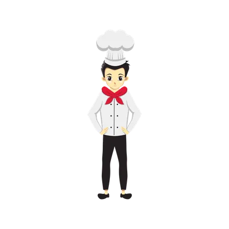 Chef masculino de pie  Ilustración