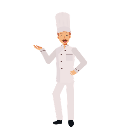 Chef masculino acolhedor  Ilustração