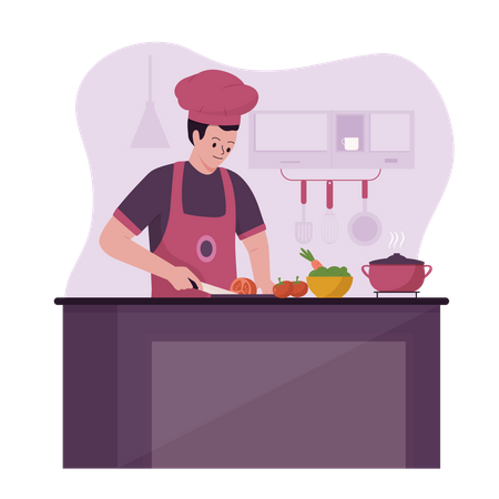 Chef homem cozinhando  Ilustração