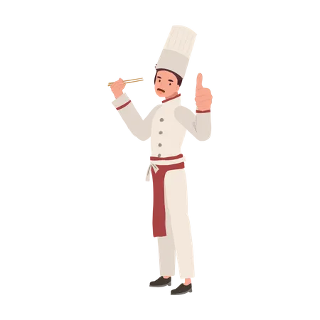 Chef masculino desistindo do polegar  Illustration