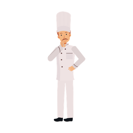 Chef masculino pensando em algo  Ilustração