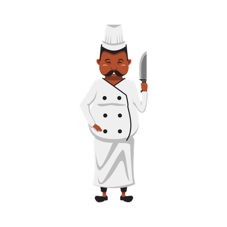 Chef masculino segurando uma faca  Ilustração