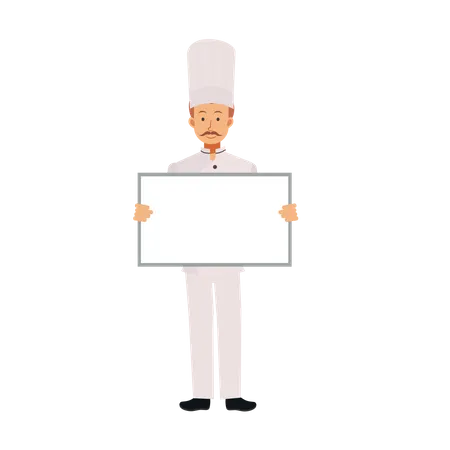 Chef masculin tenant une carte vierge  Illustration