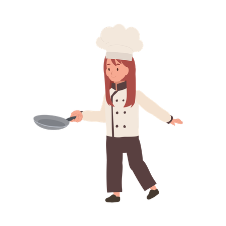 Chef infantil prepara uma deliciosa refeição  Ilustração