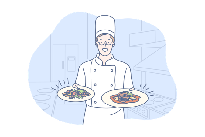 Chef is cooking food at restaurant  Illustration