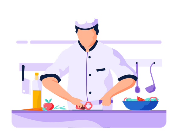 Chef is cooking salad Illustration
