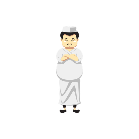 Chef japonais debout  Illustration