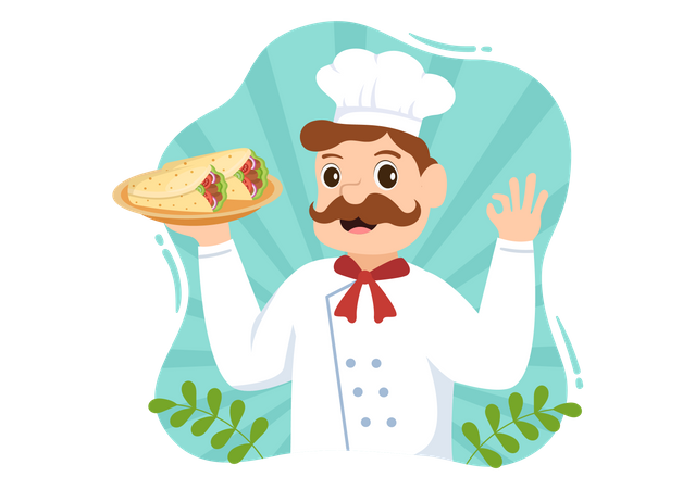 Cocinero profesional de kebab  Ilustración