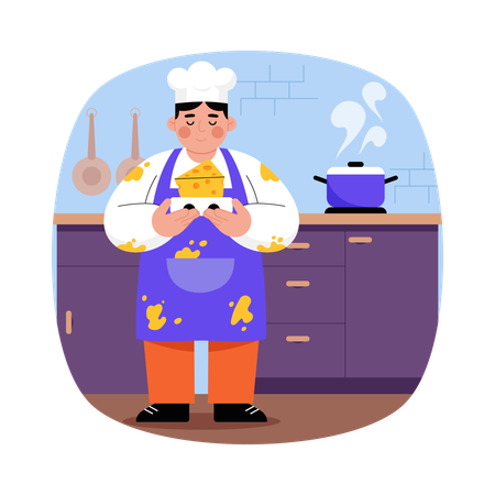 Chef listo para cocinar  Ilustración