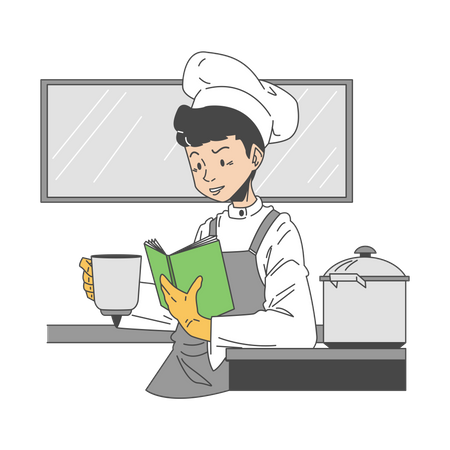 Chef Looking for recipe  Illustration