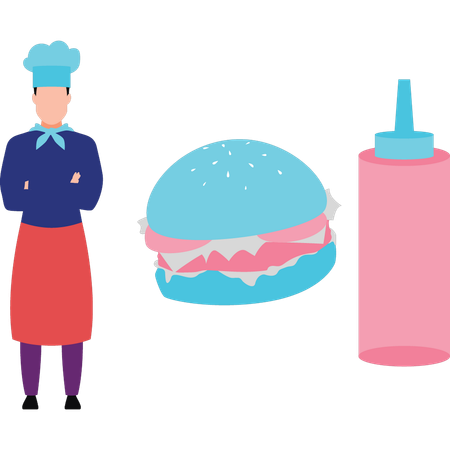Chef made burger  Illustration