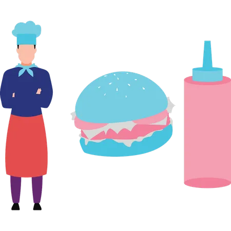 Chef made burger  Illustration
