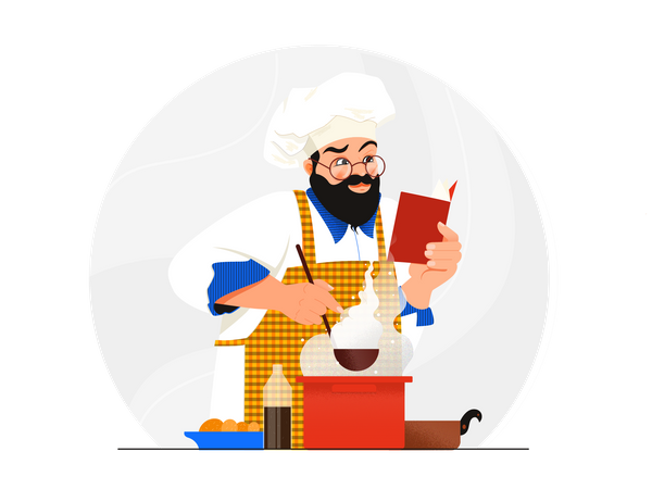 Chef making a special dish  Illustration