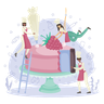 female cook making cake illustration free download