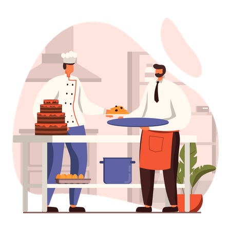 Chef making cake  Illustration