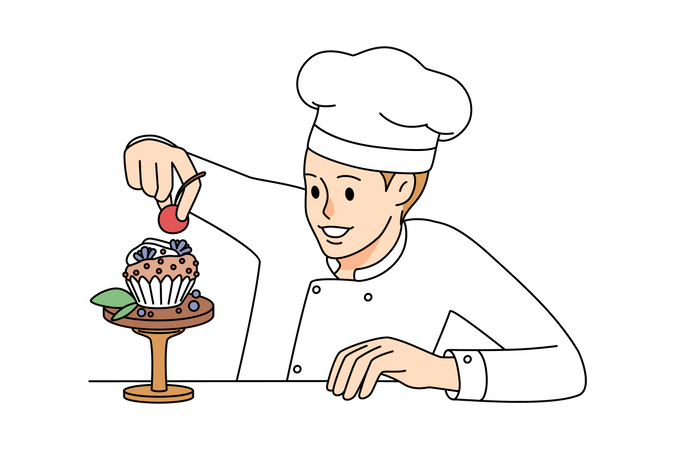 Chef making cupckae  Illustration