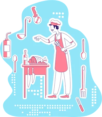 Chef making dish Illustration