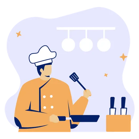 Chef making food  Illustration