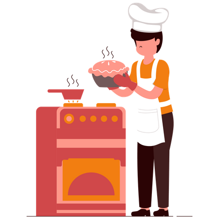 Chef making food  Illustration