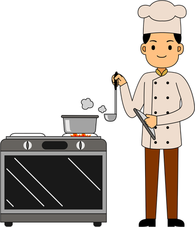 Chef making food in kitchen  Illustration