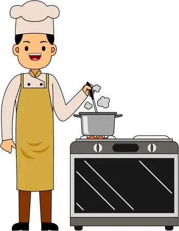Chef making food in kitchen  Illustration