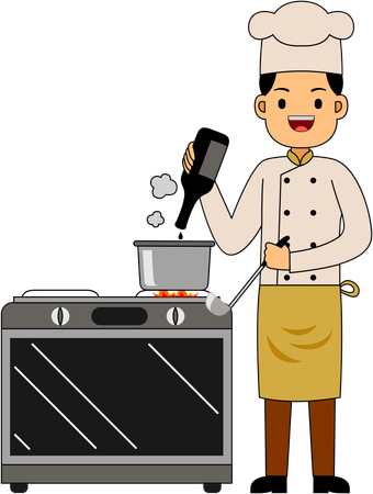 Chef making food in kitchen  Illustration