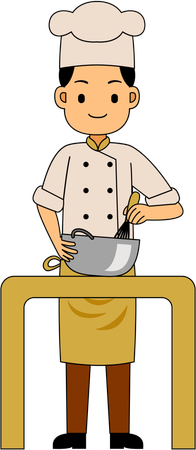 Chef making food in kitchen  Illustration
