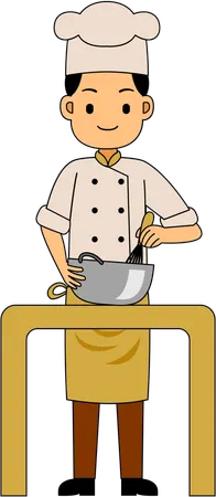 Chef making food in kitchen  Illustration