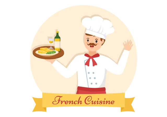 Chef Making French Food Illustration