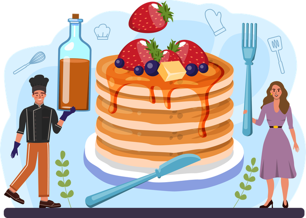 Chef making pancake  Illustration