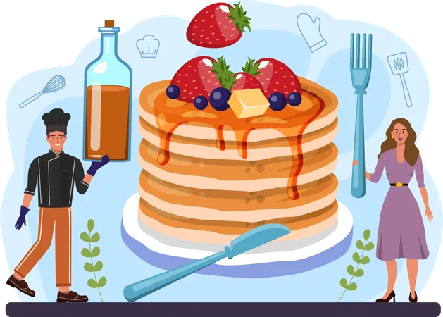 Chef making pancake  Illustration