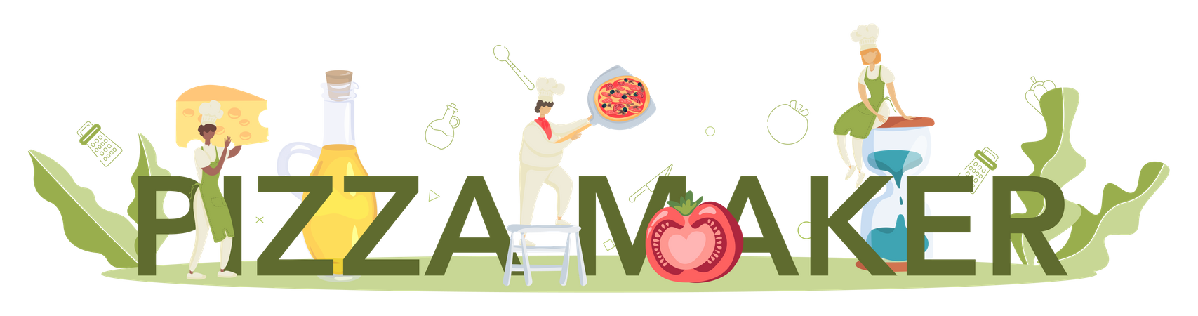 Chef making pizza  Illustration