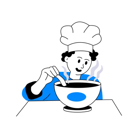 Chef making soup  Illustration
