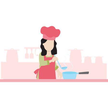 Chef making soup Illustration