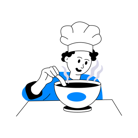 Chef making soup  Illustration