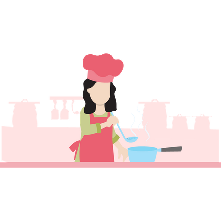 Chef making soup  Illustration