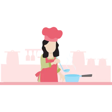 Chef making soup  Illustration