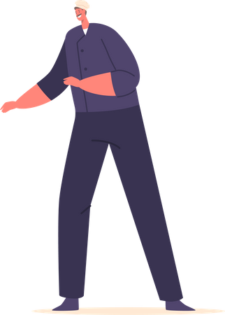Chef masculino com habilidades culinárias  Ilustração