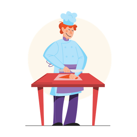 Chef masculino cozinhando  Ilustração